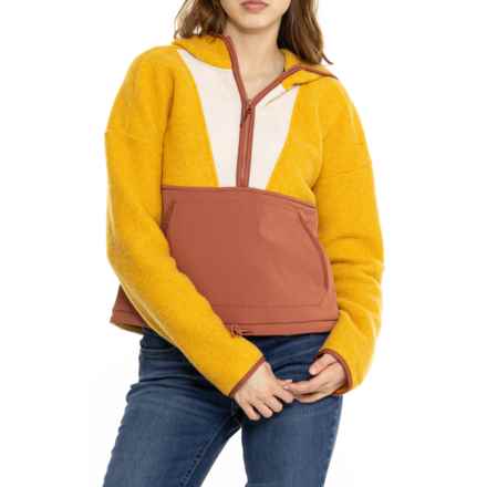 SmartWool Hudson Trail Fleece Cropped Hoodie - Merino Wool, Zip Neck in Honey Gold