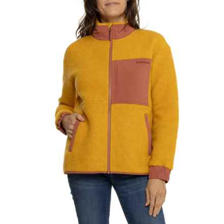 SmartWool Hudson Trail Fleece Cropped Hoodie - Merino Wool, Zip Neck in Honey Gold