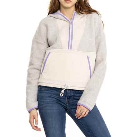 SmartWool Hudson Trail Fleece Cropped Hoodie - Merino Wool, Zip Neck in Light Gray Heather