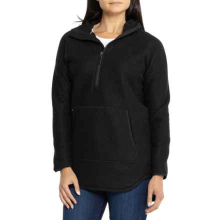 SmartWool Hudson Trail Fleece Poncho - Merino Wool, Zip Neck in Black