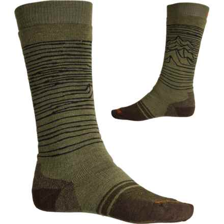 SmartWool Iguchi Pattern Full Cushion Snowboard Socks - Merino Wool, Over the Calf (For Men and Women) in Winter Moss