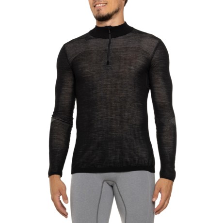 SmartWool Intraknit 200 Base Layer Top - Zip Neck, Merino Wool, Long Sleeve in Black/White