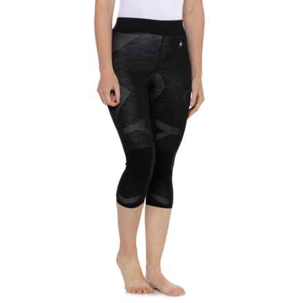 SmartWool Intraknit Merino 200 3/4 Base Layer Pants - Merino Wool in Black/White