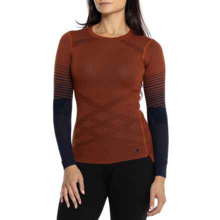 SmartWool Intraknit Merino 200 Base Layer Top - Merino Wool, Long Sleeve in Nts Pecan Brown-Deep Navy