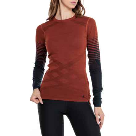 SmartWool Intraknit Merino Base Layer Top - Merino Wool, Long Sleeve in Nts Pecan Brown-Deep Navy