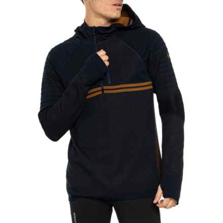 SmartWool Intraknit Merino Tech Zip Neck Hoodie - Merino Wool in Deep Navy/Fox Brown