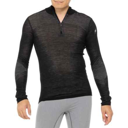 SmartWool Intraknit Thermal Zip Neck Base Layer Top - Merino Wool, Long Sleeve in Black/White