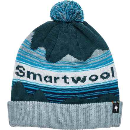 SmartWool Knit Winter Pattern Pom Beanie - Merino Wool in Twilight Blue Heather