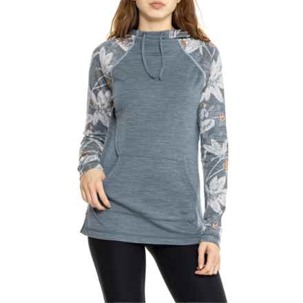 SmartWool Merino 250 Drape-Neck Hoodie - Merino Wool in Winter Sky Floral