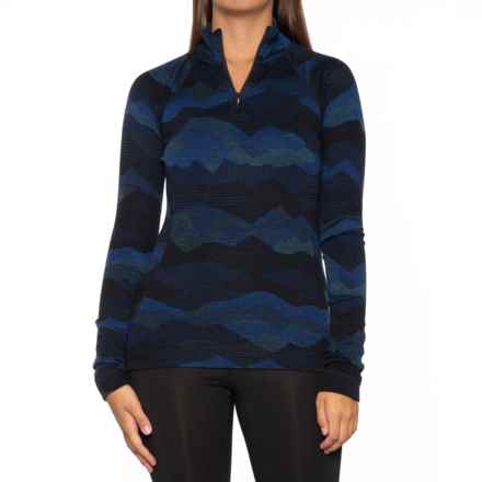 SmartWool Merino 250 Patterned Base Layer Top - Merino Wool, Zip Neck, Long Sleeve in Blueberry Hillmtscape