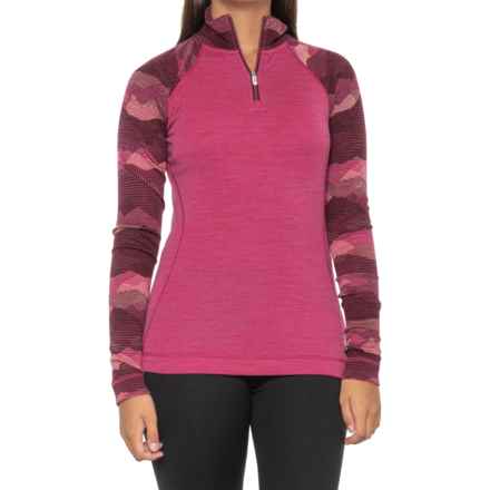 SmartWool Merino 250 Patterned Base Layer Top - Merino Wool, Zip Neck, Long Sleeve in Festive Fuschia M Scape