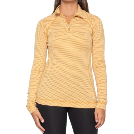 SmartWool Merino 250 Patterned Base Layer Top - Merino Wool, Zip Neck, Long Sleeve in Honey Gold Dot