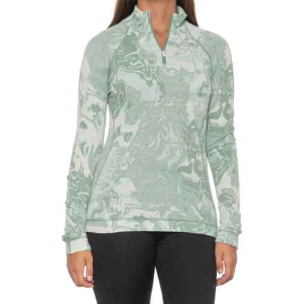 SmartWool Merino 250 Patterned Base Layer Top - Merino Wool, Zip Neck, Long Sleeve in Jade Marble