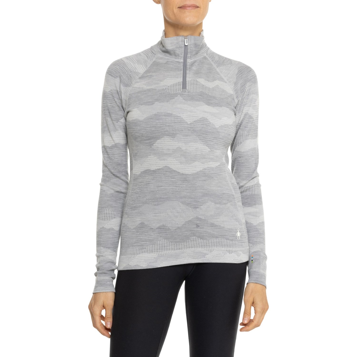 SmartWool Merino 250 Patterned Base Layer Top Merino Wool Zip Neck Long Sleeve