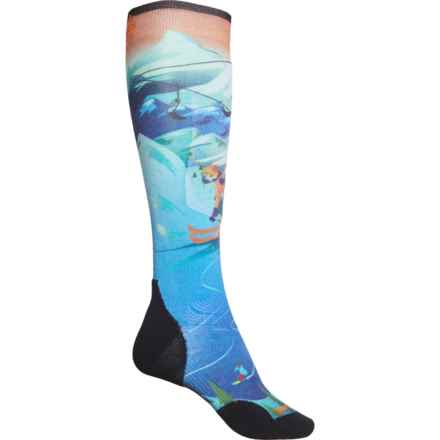 SmartWool Pattern Targeted Cushion Ski Socks - Merino Wool, Over the Calf (For Women) in Neptune Blue