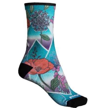 SmartWool PhD® Pro Endurance Print Running Socks - Merino Wool, Crew (For Women) in Capri