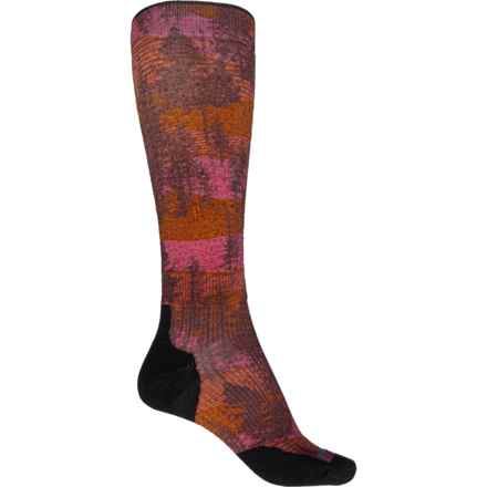 SmartWool PhD® Snow Light Elite Print Socks - Merino Wool, Over the Calf (For Women) in Bordeaux