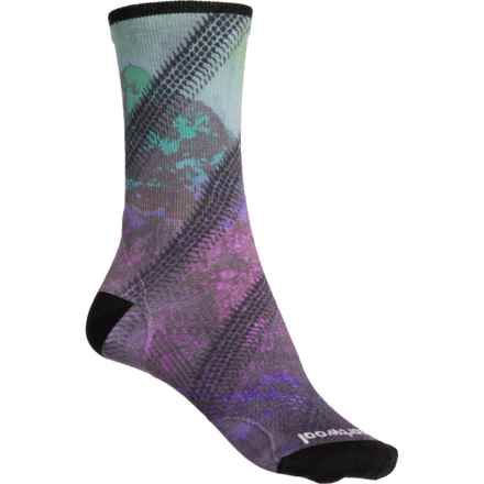 SmartWool PhD® Ultralight Mountain Print Cycling Socks - Merino Wool, Crew (For Women) in Meadow Mauve