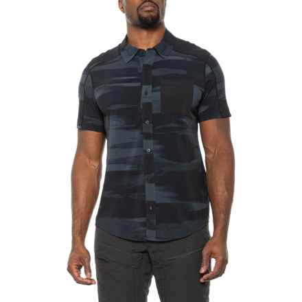 SmartWool Printed Button-Down Shirt - Short Sleeve in Black Horizon Print