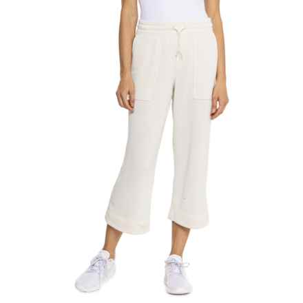 SmartWool Recycled Terry Cropped Wide Leg Pants - Merino Wool in Almond