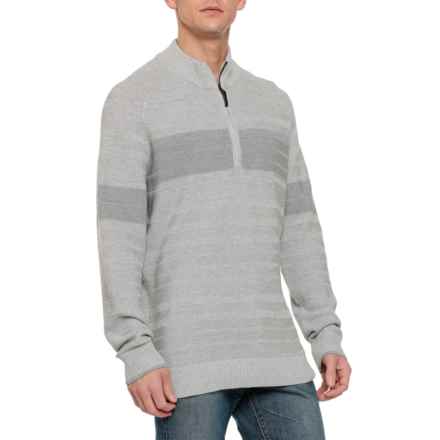 SmartWool Ripple Ridge Stripe Sweater - Merino Wool, Zip Neck in Light Gray Heather/Natural