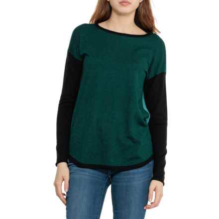 SmartWool Shadow Pine Color-Block Sweater in Emerald/Black Marl