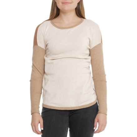 SmartWool Shadow Pine Color-Block Sweater in Everyday Almond Heather