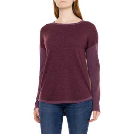 SmartWool Shadow Pine Color-Block Sweater - Merino Wool in Argyle Purple Heather