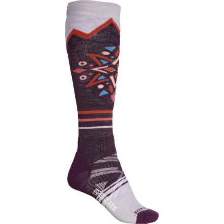 SmartWool Ski Full-Cushion Mountain Snowflake Pattern Socks - Merino Wool, Over the Calf (For Women) in Bordeaux