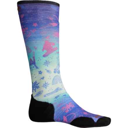 SmartWool Ski Targeted Cushion Nature Doodles Print Socks - Merino Wool, Over the Calf (For Men and Women) in Capri