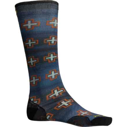 SmartWool Ski Zero Cushion Paths Crossed Socks - Merino Wool, Over the Calf (For Men and Women) in Deep Navy
