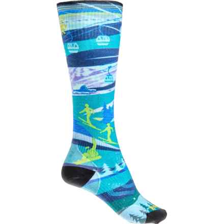 SmartWool Ski Zero Cushion Town Print Socks - Merino Wool, Over the Calf (For Women) in Neptune Blue
