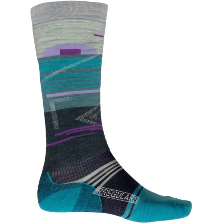 SmartWool Snowboard Targeted Cushion Broken Lines Ski Socks - Merino Wool, Over the Calf (For Men and Women) in Frosty Green