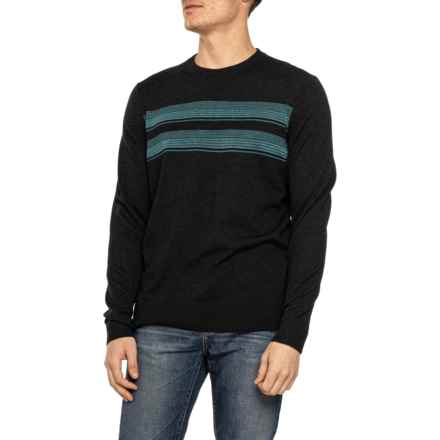 SmartWool Sparwood Striped Sweater - Merino Wool in Apparel Charcoal/Emerald