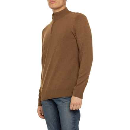 SmartWool Sparwood Sweater - Merino Wool, Zip Neck in Fox Brown Heather