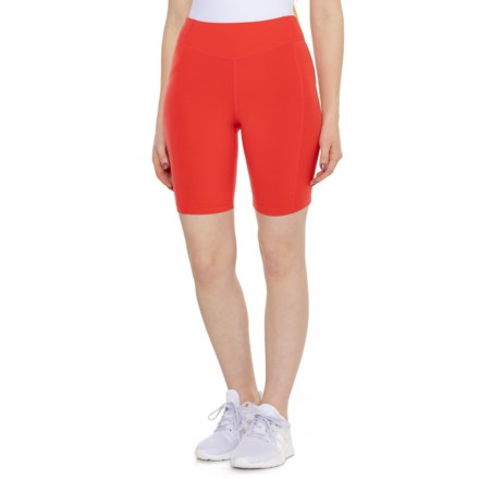 Yogalicious Lux Women's Orange Elastic Free High Waist Biker Short