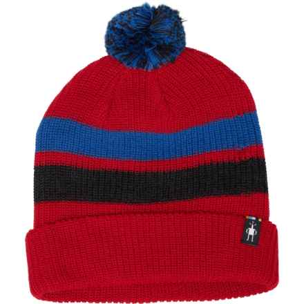 SmartWool Striped Pom Beanie - Merino Wool (For Big Boys) in Rhythmic Red