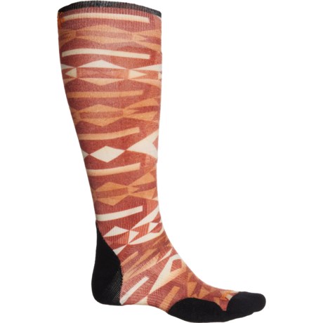 SmartWool Targeted Cushion Colliding Clouds Print Ski Socks - Merino Wool, Over the Calf (For Men and Women) in Orange Rust