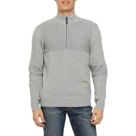 SmartWool Textured Sweater - Merino Wool, Zip Neck in Everyday Light Gray Heather