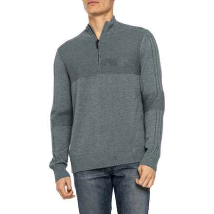 SmartWool Textured Sweater - Merino Wool, Zip Neck in Everyday Pewter Blue Heather