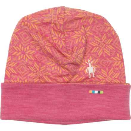 SmartWool Thermal Reversible Cuffed Beanie - Merino Wool (For Kids) in Garden Pink Digi Snow