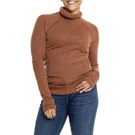 SmartWool Thermal Ribbed Base Layer Turtleneck - Merino Wool, Long Sleeve in Pecan Brown H