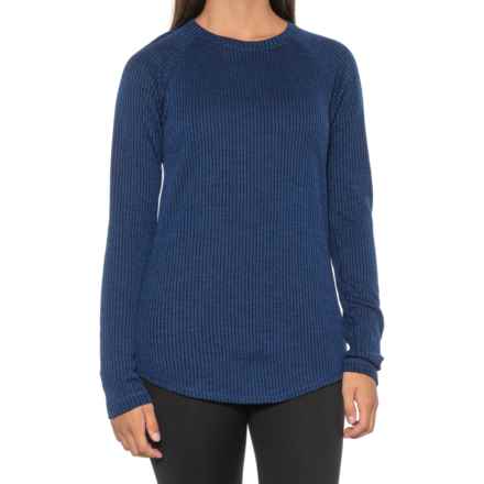 SmartWool Thermal Ribbed Crew Base Layer Shirt - Merino Wool, Long Sleeve in Blueberry Hill Heather