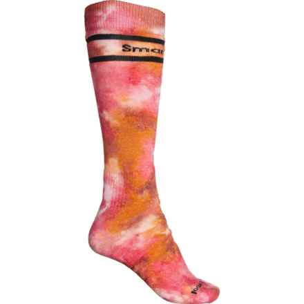 SmartWool Tie-Dye Print Full Cushion Ski Socks - Merino Wool, Over the Calf (For Women) in Power Pink