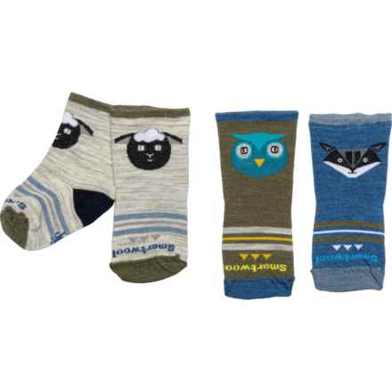SmartWool Toddler Boys and Girls Trio Socks - 3-Pack, Merino Wool in Winter Moss