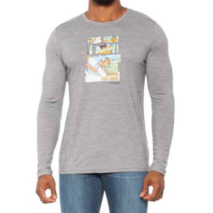 SmartWool Winter Adventure Graphic T-Shirt - Merino Wool, Long Sleeve in Light Gray Heather