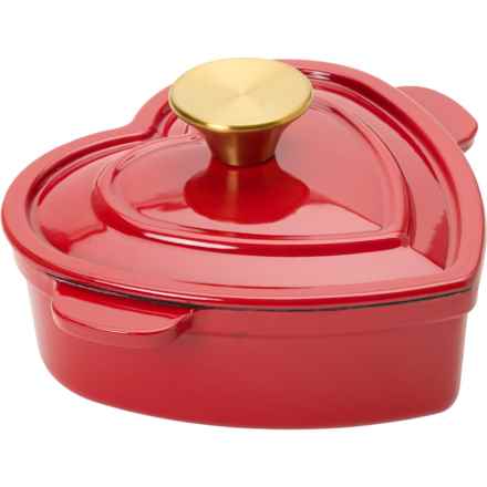 Smith & Clark Ironworks Enameled Cast Iron Heart-Shaped Dutch Oven with Lid- 1 qt. in Red
