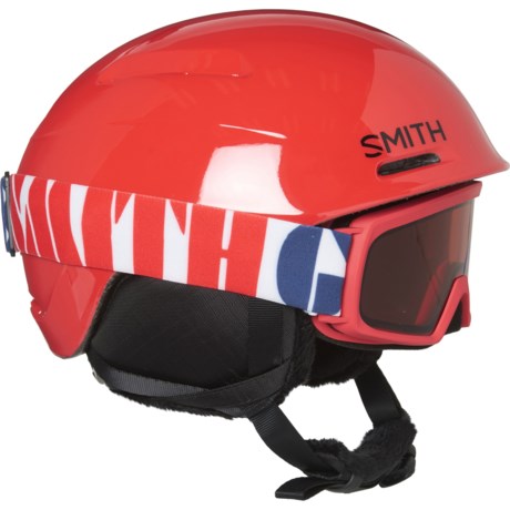 Smith Glide Jr. Ski Helmet and Gambler Ski Goggles Combo - MIPS (For Boys and Girls) in Lava