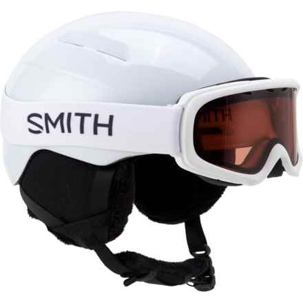 Smith Glide Jr. Ski Helmet and Gambler Ski Goggles Combo - MIPS (For Boys and Girls) in White