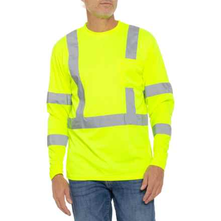 Smith's High Visibility Reflective Pocket T-Shirt - Class 2, Long Sleeve in Laser Yellow